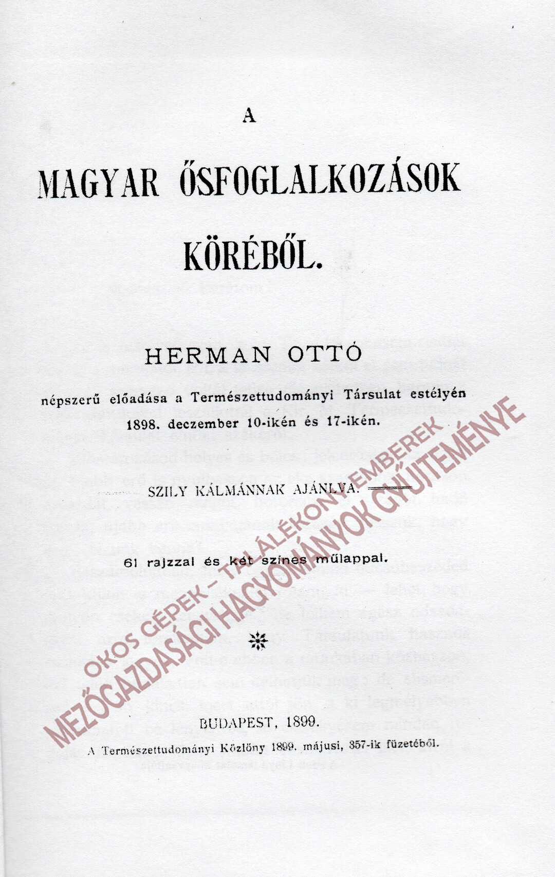 A magyar ősfoglalkozások köréből könyv