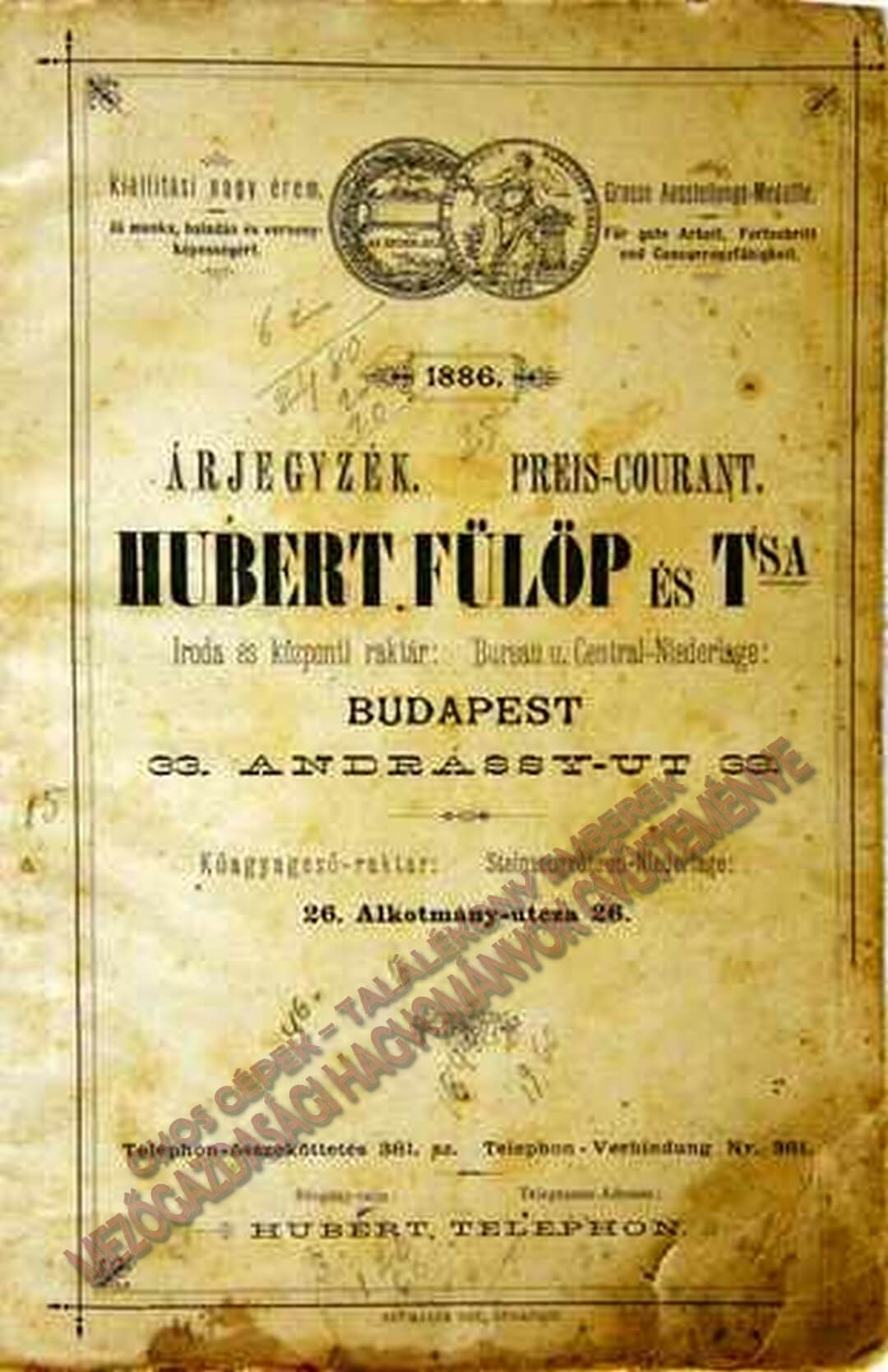 Hubert Fülöp általános árjegyzék